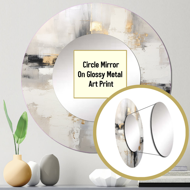 Adelia - Ensemble de miroirs ronds sur décor abstrait en métal brillant