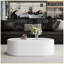 Table basse de rangement ovale cachée 33,46 po, plateau en verre trempé certifié 3C et table de rangement en cuir de qualité supérieure revêtue de cuir blanc moderne-131267922
