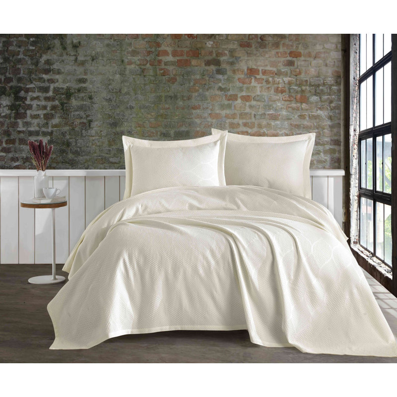 Ensemble de housse de couette 100% coton Sergio 3 pièces, Crème