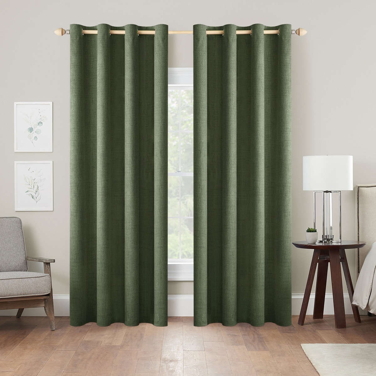 Ebern Designs 100% Blackout Curtains,Linen Texture, Grommet Top, 2 ...