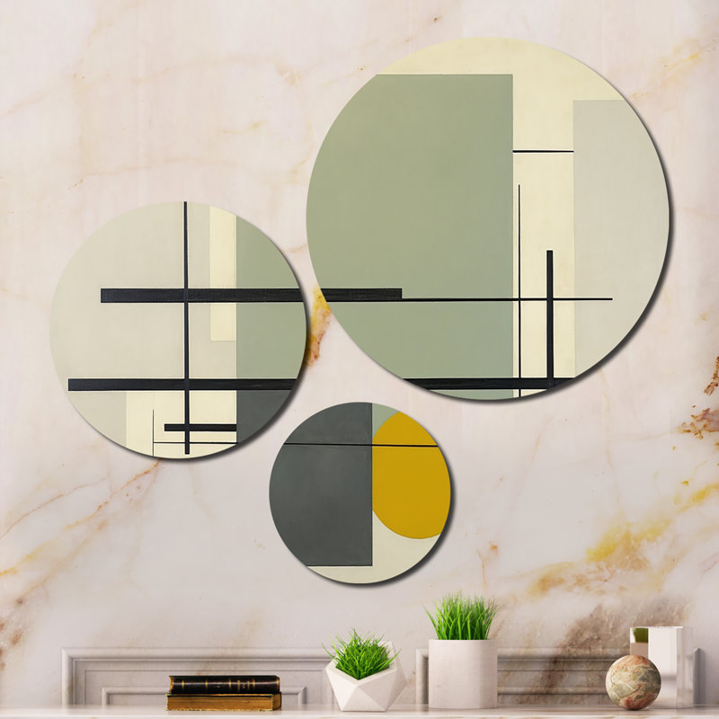 Ensemble de reproductions d'art sur métal abstraites beige