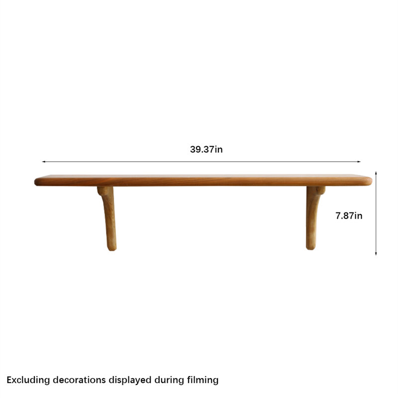 Solid Wood Floating Wall Shelf, 7.87" H x 39.37" W x 7.87" D