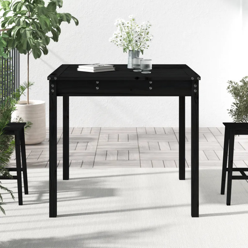 Lashelle Square Pine Outdoor Dining Table , 82.5cm cm W 82.5cm cm D, Black