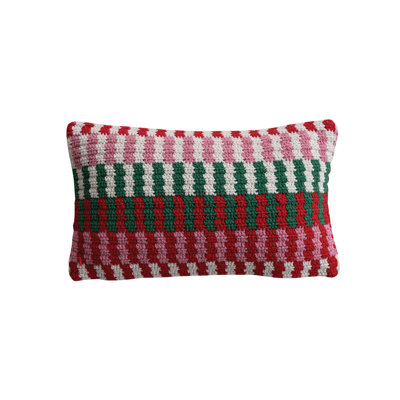Artisan Stripe Crochet Cotton Lumbar Pillow