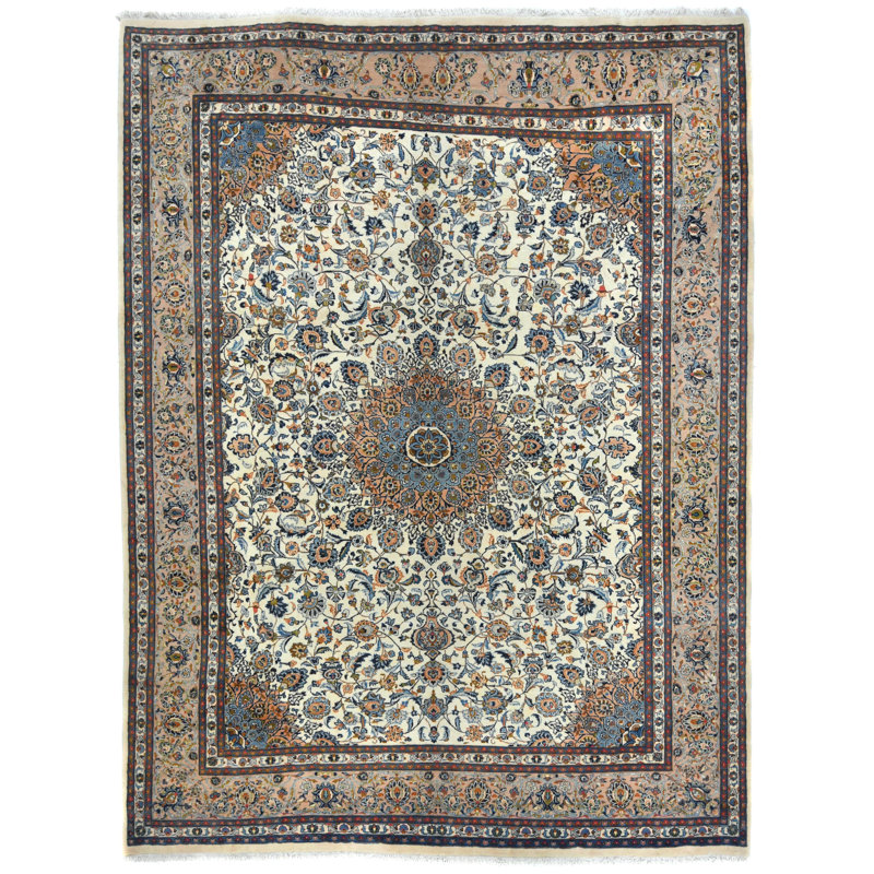 Tapis oriental crème unique 10X13 One-of-a-Kind