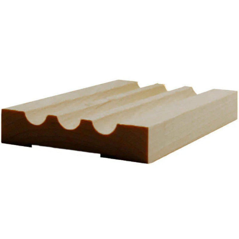 Boîtier EWCA46 cannelé de 3 1/2 po de largeur x 3/4 po. Garniture sans finition, Érable, H 0,75 po x l 3,5 po x P 94 po