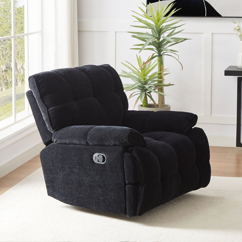 Fauteuil inclinable pivotant de 38,58 po Anaahat, Polyester noir