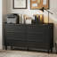  Commode double l 54 po avec 6 tiroirs, rangement de tiroir moderne noir-1261187445