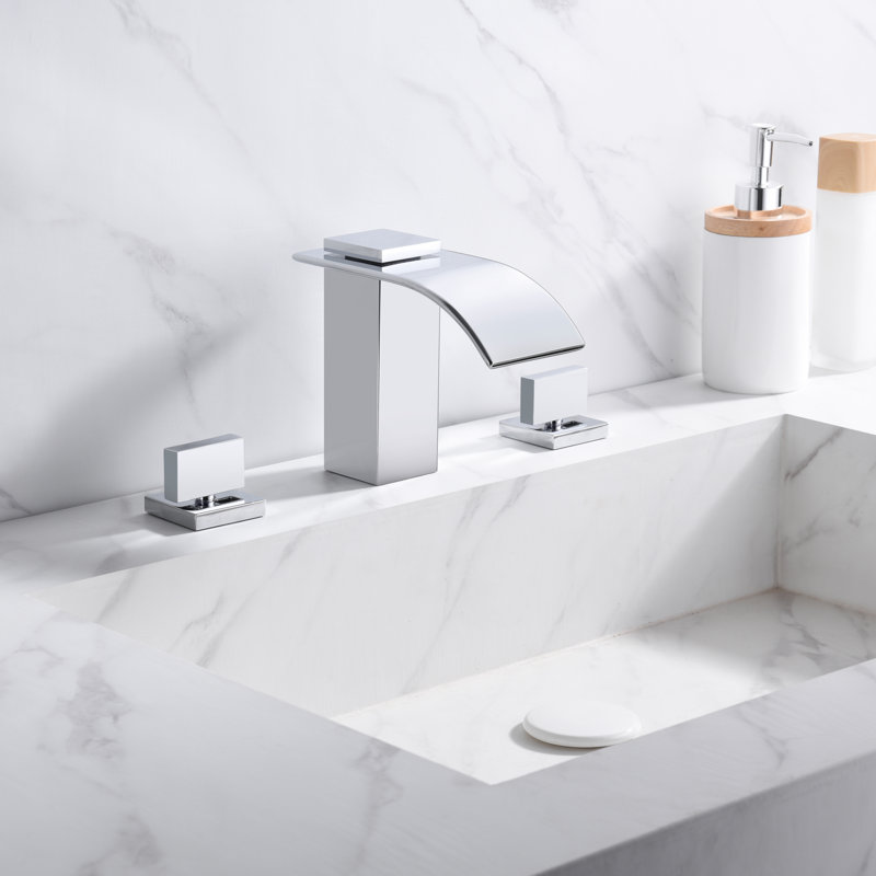 3 Hole Wterfall Widespread Bathroom Faucet, Chrome