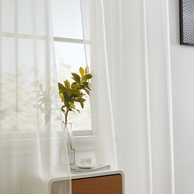 Carmille Semi-Sheer Grommet Curtain Panels, Ivory, 54" W x 54" L