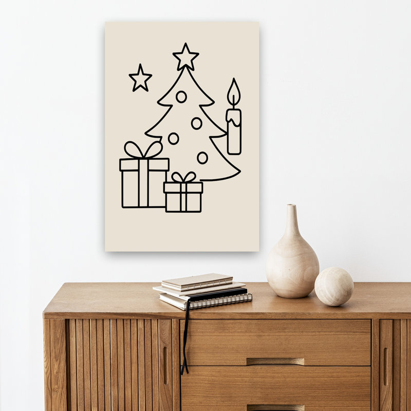 Impression d'art mural paysage de Noël abstrait, 18" H x 12" W