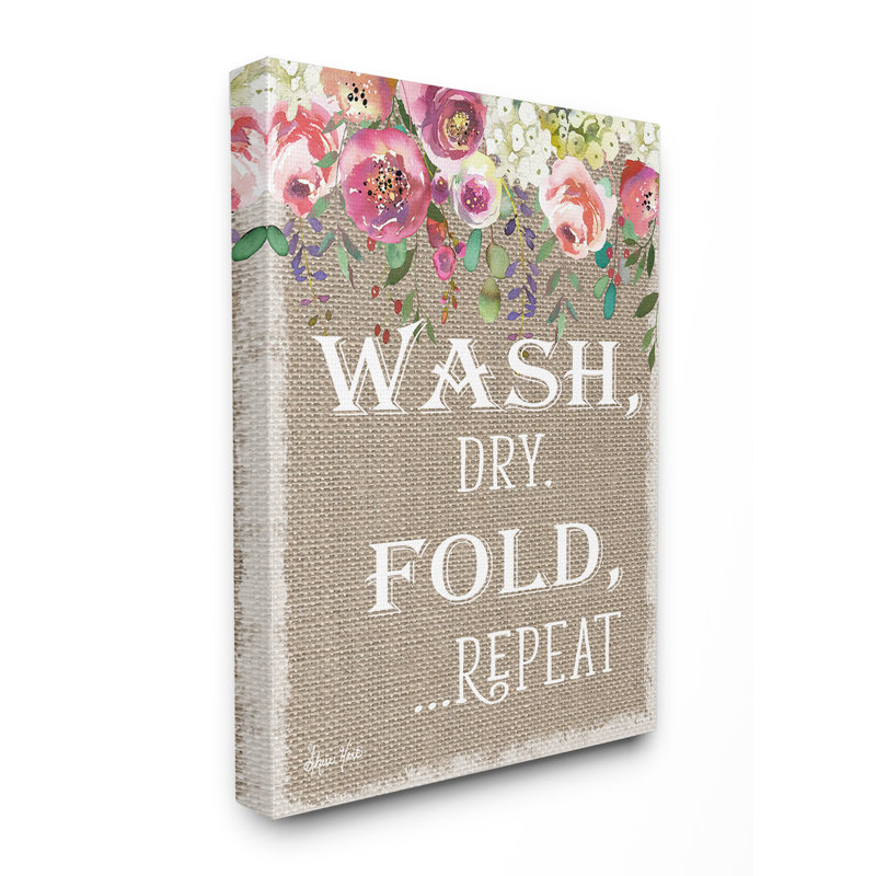 " Floral Linen Wash Dry Fold ", Wrapped Canvas, 20" H x 16" W