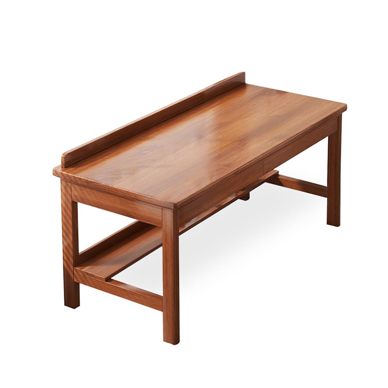 Bureau rectangulaire en bois massif brun noisette avec 2 tiroirs, H 29,53 po x l 47,24 po x P 23,62 po