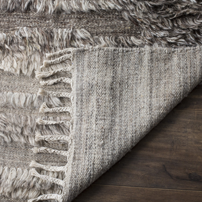 Bakerhill Hand Knotted Wool/Cotton Abstract Rug in Beige/Gray, Rectangle 5' x 8'
