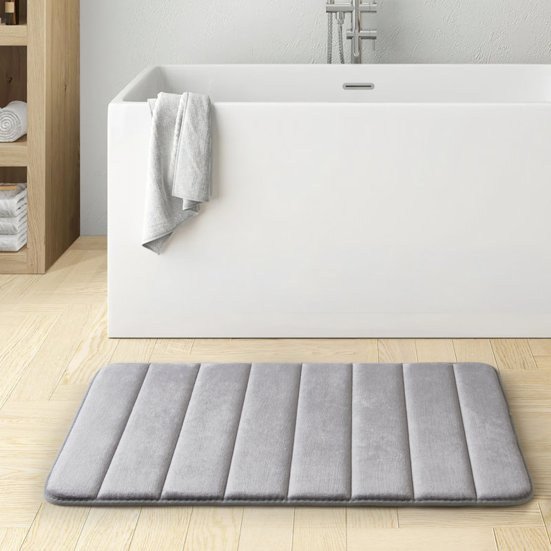 Nasier Memory Foam Non-Slip Bath Mat, Silver, 50x80