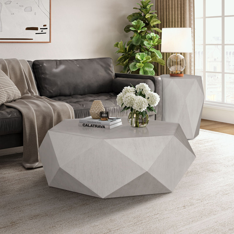 Table basse en forme de losange en noir antique Hanniel, Bois blanc