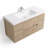 48" Wood Melamine  Wall‑Mount Bathroom Vanity Natural Wood, Wear‑resistant, anti‑scratch and non‑porous easy‑clean surface, Pre-Assembled-1463847532