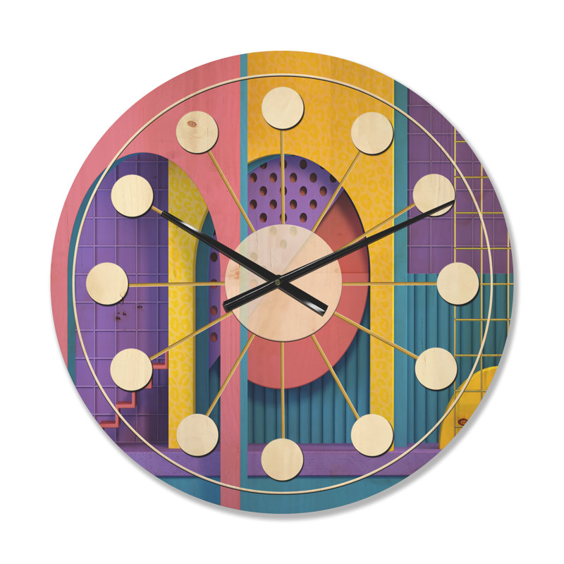 Horloge murale abstraite à architecture géométrique, Moyen