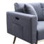 Charging Linen Chair In Dark Grey With Pillows - 20.87" Seat Depth, 8.46" Leg Height, 30.11" Product Width 32.5"