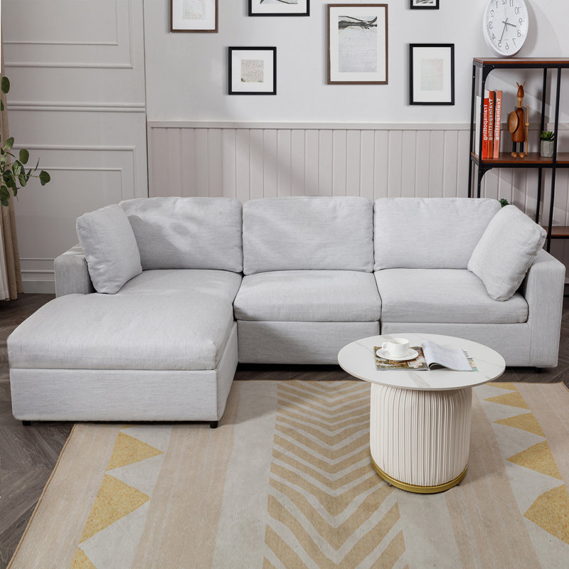 Canapé modulaire en L modulaire en lin, Beige