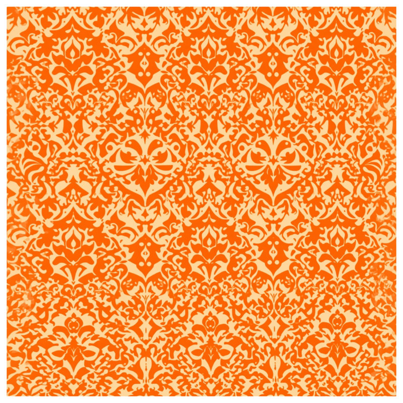 Couvertures orange à motif damassé, L 50 po x H 60 po