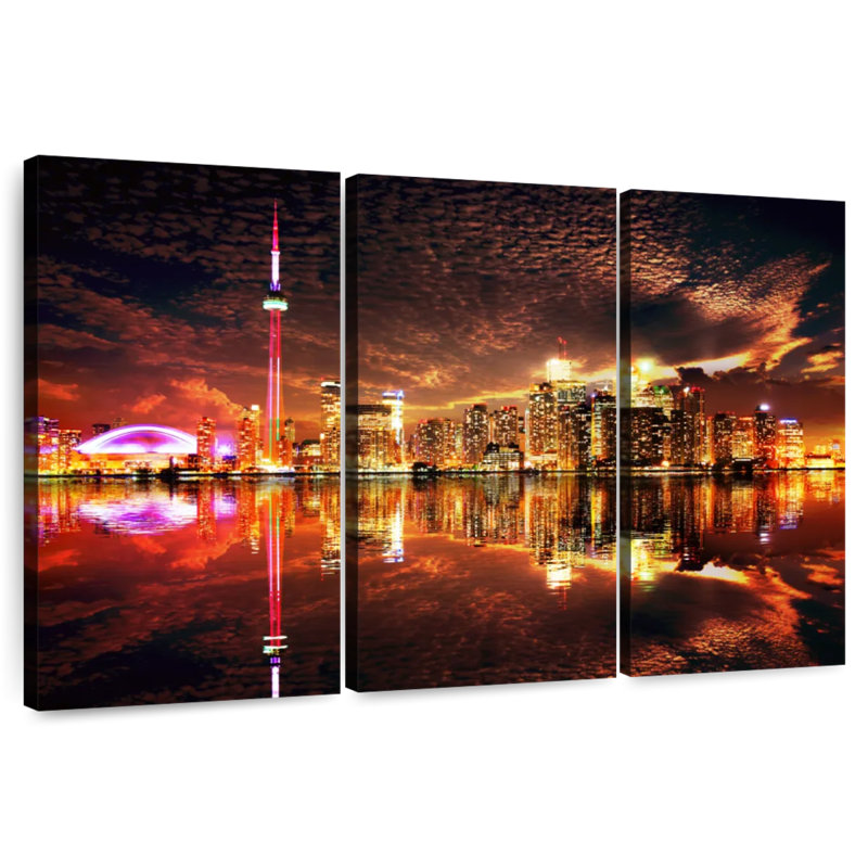 Rorry Glowing Toronto Skyline, 36" H x 57" W
