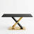 7-Piece Modern Rectangular Faux Marble Tempered Glass Dining Set with Faux Leather C-Shaped Chairs-310205121-310205125
