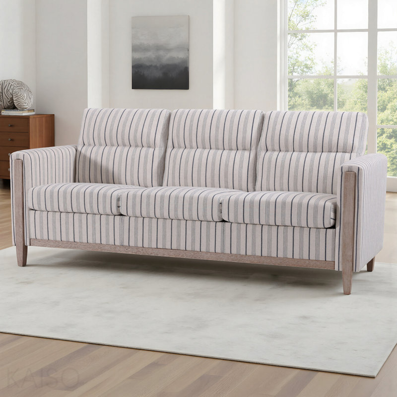 Canapé confortable en bois massif à trois places - Coussins moelleux, durables et durables, canapé de 79,5 po pour le salon