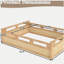 Lit plateforme double pleine grandeur avec garde-corps pleine longueur, base de lit double à profil bas, pas de sommier tapissier, naturel-129631627-129631624