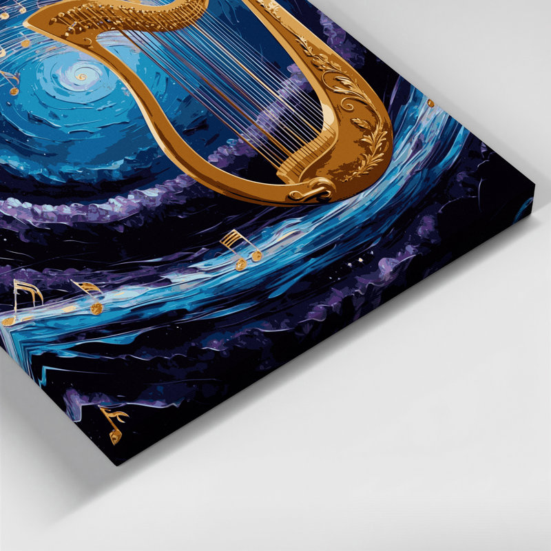 «Music Lyre», art mural sur toile grise, H 11 po x l 14 po