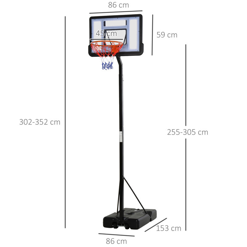 Vaughan Portable 10ft Basketball Backboard Hoop Set 2.55M-3.05M