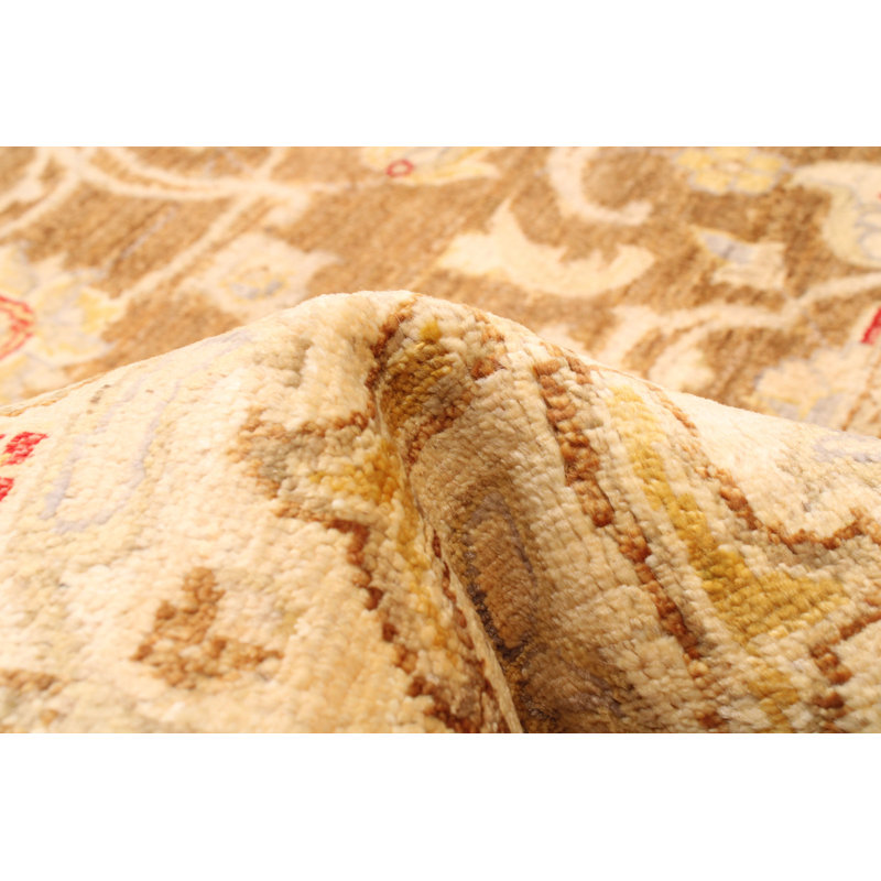 Tapis rectangulaire unique en laine noué à la main 8 pi 1 po x 10 pi 1 po nouvel âge Vanesa en brun / kaki / crème