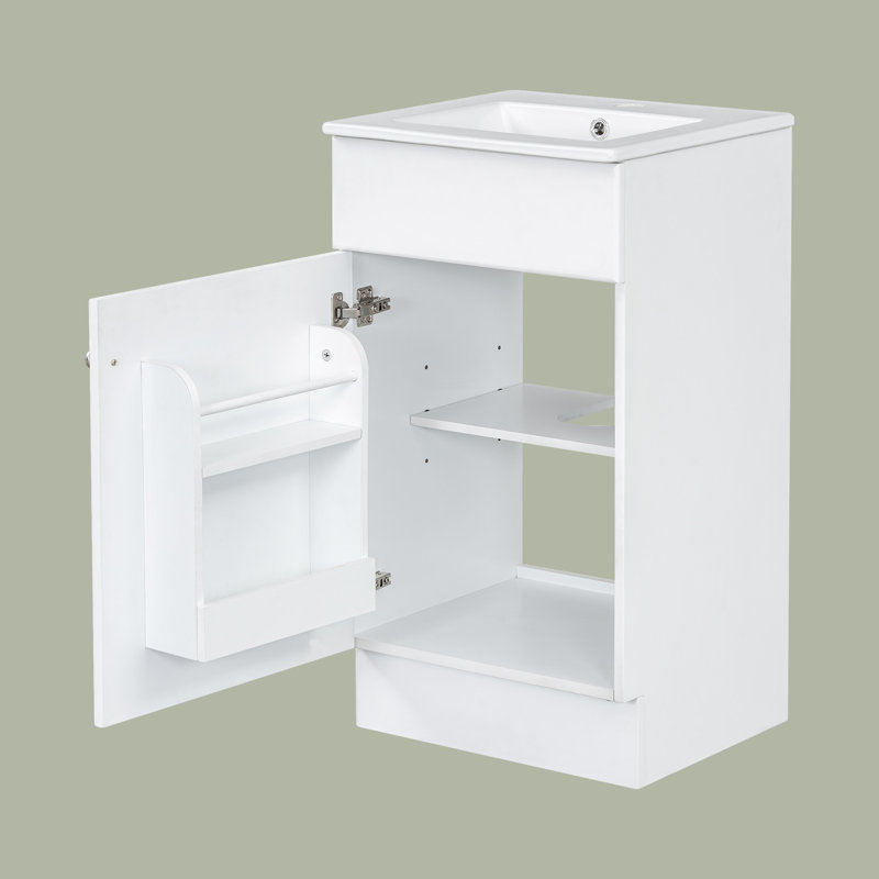 Meuble-lavabo 18 po avec lavabo en céramique, Blanc