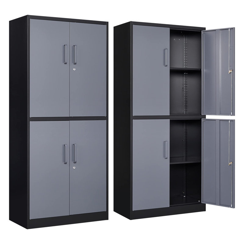 Armoire de rangement 71 po, Gris/noir