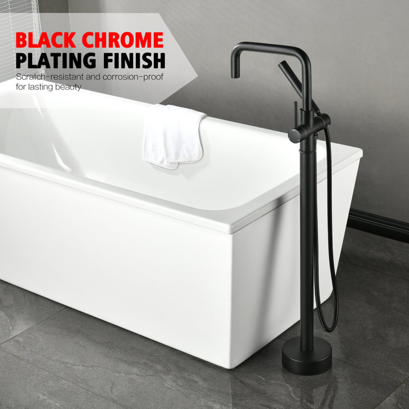 Sumerain Floor Mount Tub Faucet With Handheld Shower, Freestanding Bathtub Faucet Tub Filler Icc-es Certified- 9.48gpm High Flow
