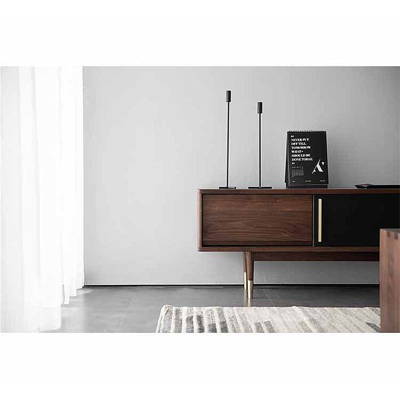 Cabinet audiovisuel simple en noyer noir