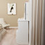 Coiffeuse de style américain 29,2 po avec tiroir gauche, miroir coulissant droit, rangement grande capacité et tabouret rembourré, idéale pour les petits espaces de salle de bain 50,4 po