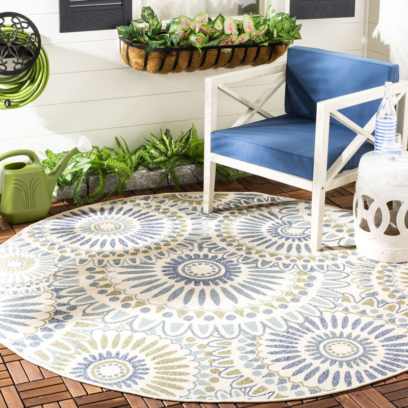 Attah Performance Floral Indoor/Outdoor Area Rug, Round 8'