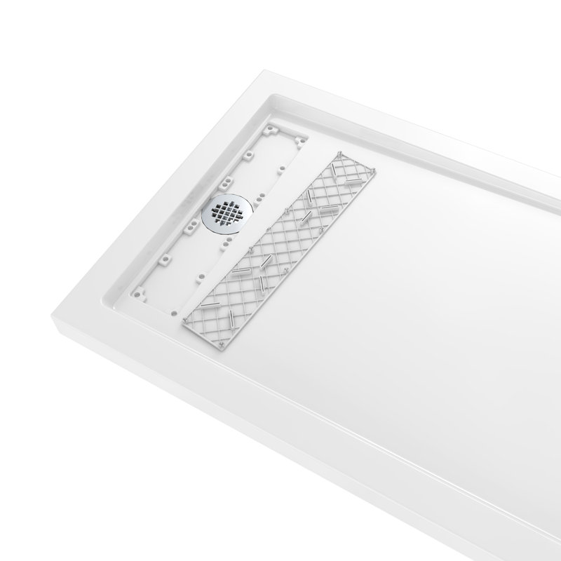 Streamline 48 in. x 32 in. Corner PP Shower Base in Glossy White With Left Drain, Drain Included