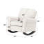 Chaise berçante en tissu beige, siège à ressorts ensachés, structure intérieure en bois, hauteur de 23 po, largeur de 20 po, profondeur de 21 po, plancher de 8 po avec accoudoirs de 28 po, capacité de poids de 220 lb, longueur de couloir de 33 po, bois
