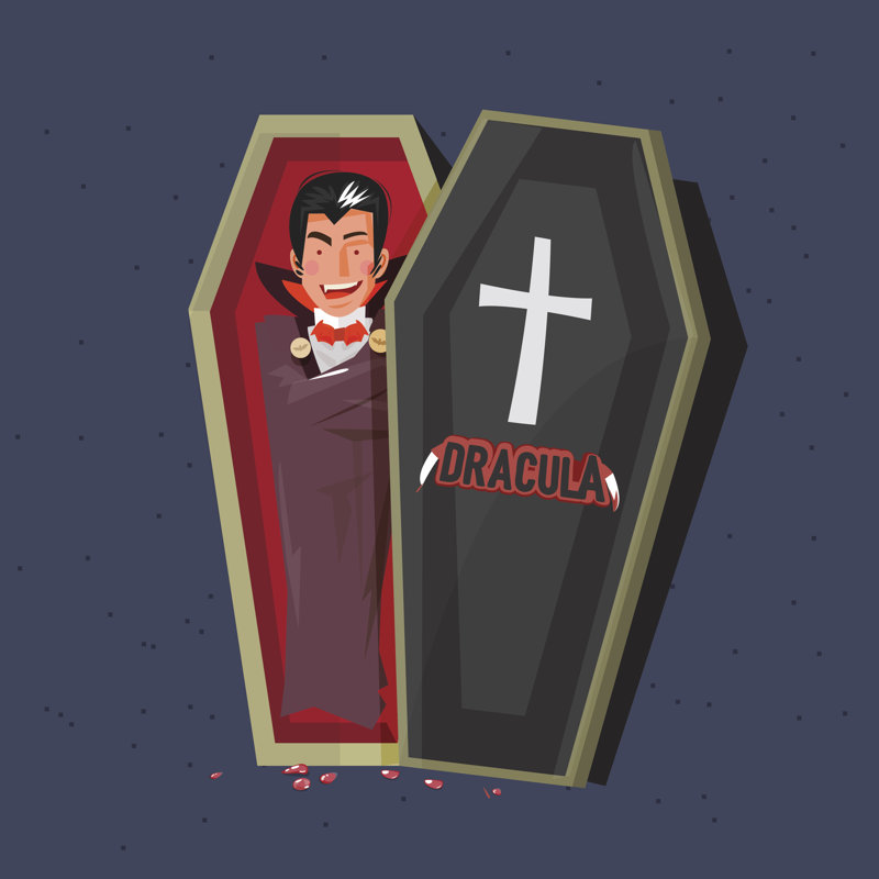Dracula in Coffins - Impression sur toile, H 12 po x l 12 po