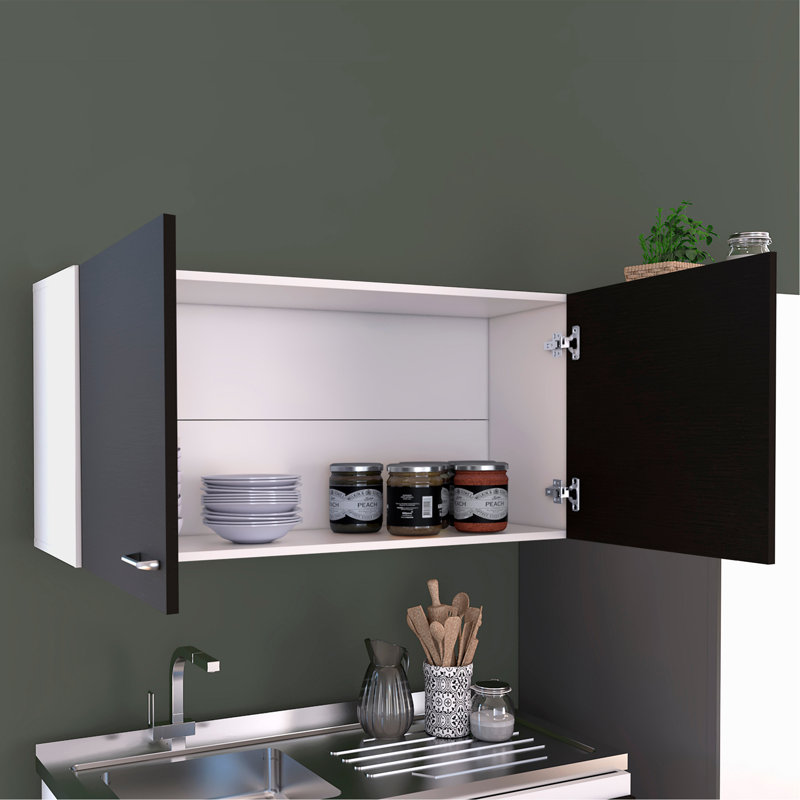 Armoire murale Napoles, deux tablettes, double porte - noir