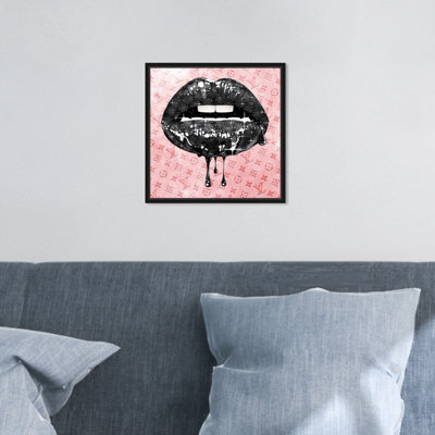 Fashion and Glam Noir and Blush Lips - impression d'art graphique