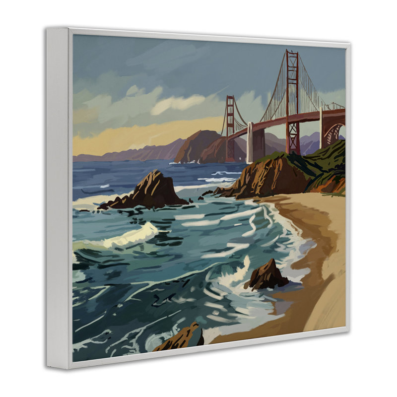 San Francisco Shoreline, art de la giclée encadrée, design par Amelia Noyes, H 11 po x l 14 po