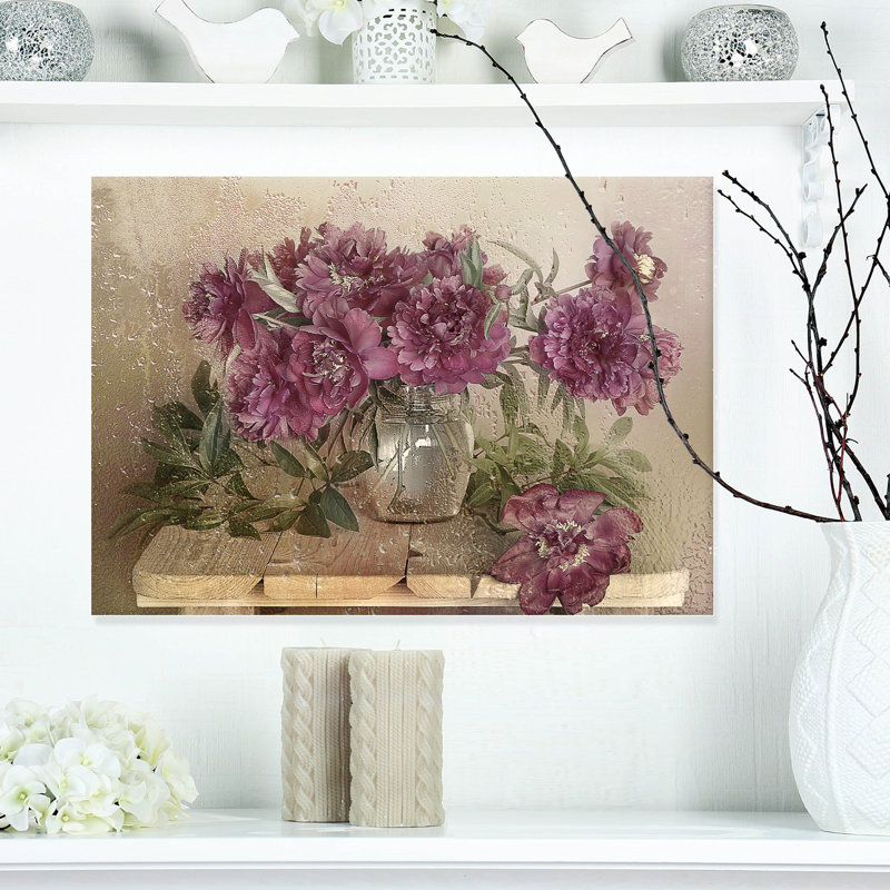 Bouquet de pivoines roses - impression, H 12 po x l 20 po x P 1 po, Toile tendue