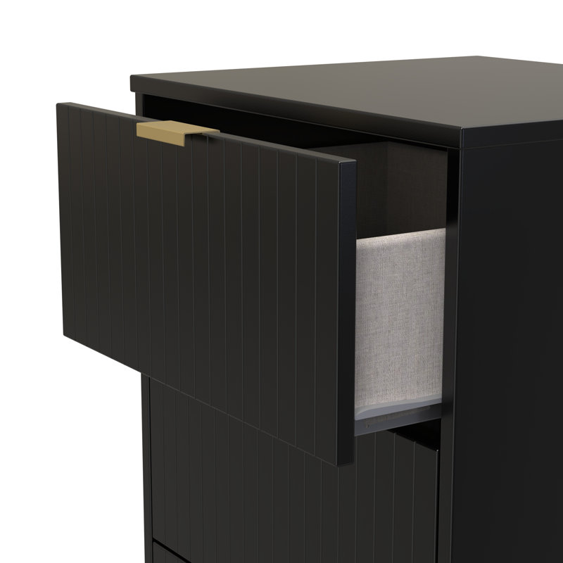 Atsumi 45cm W Manufactured Wood Bedside Table, Deep Black/Black Matt