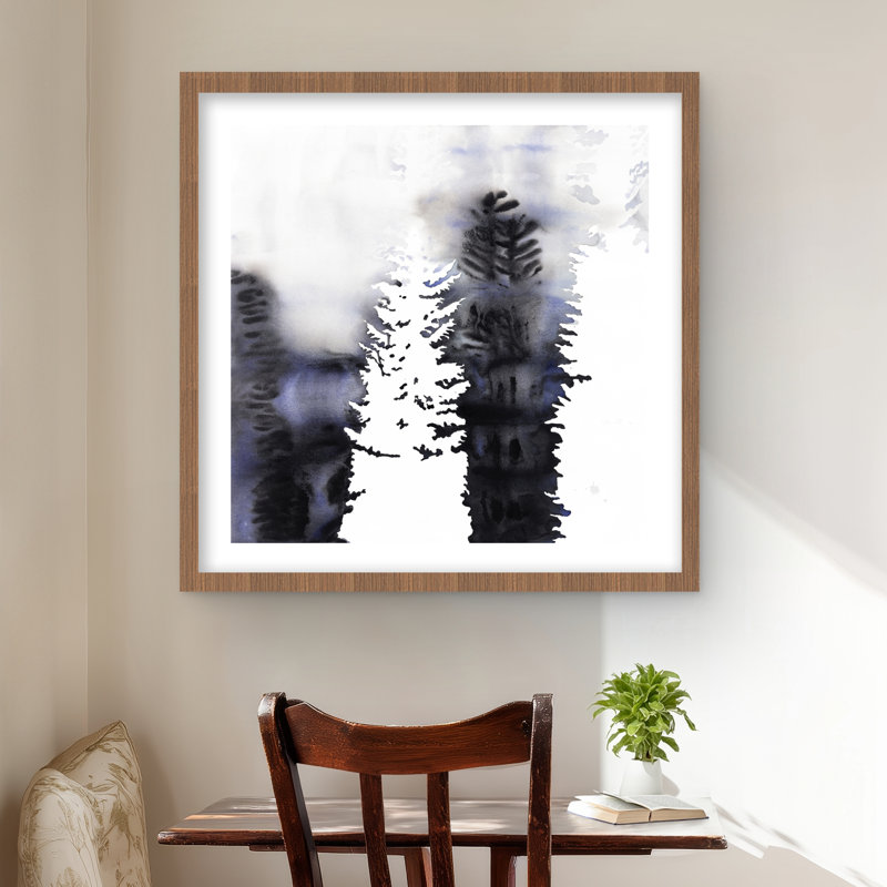 Silhouettes d'arbres - reproduction encadrée de salle de bain | Décoration intérieure, Brun, H 24 po x l 24 po