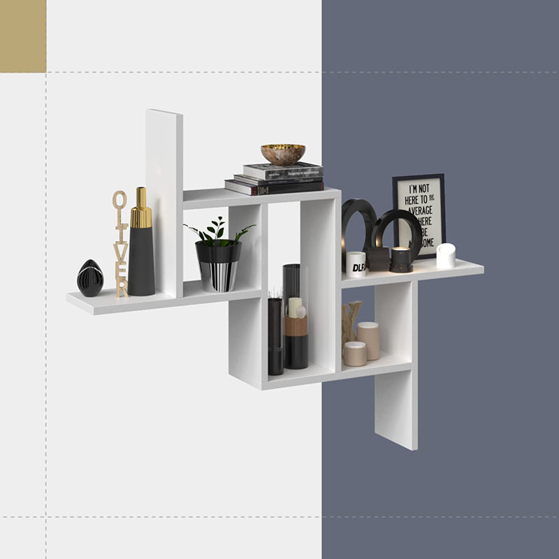 Kymel 6 Piece Floating Shelf with Hooks