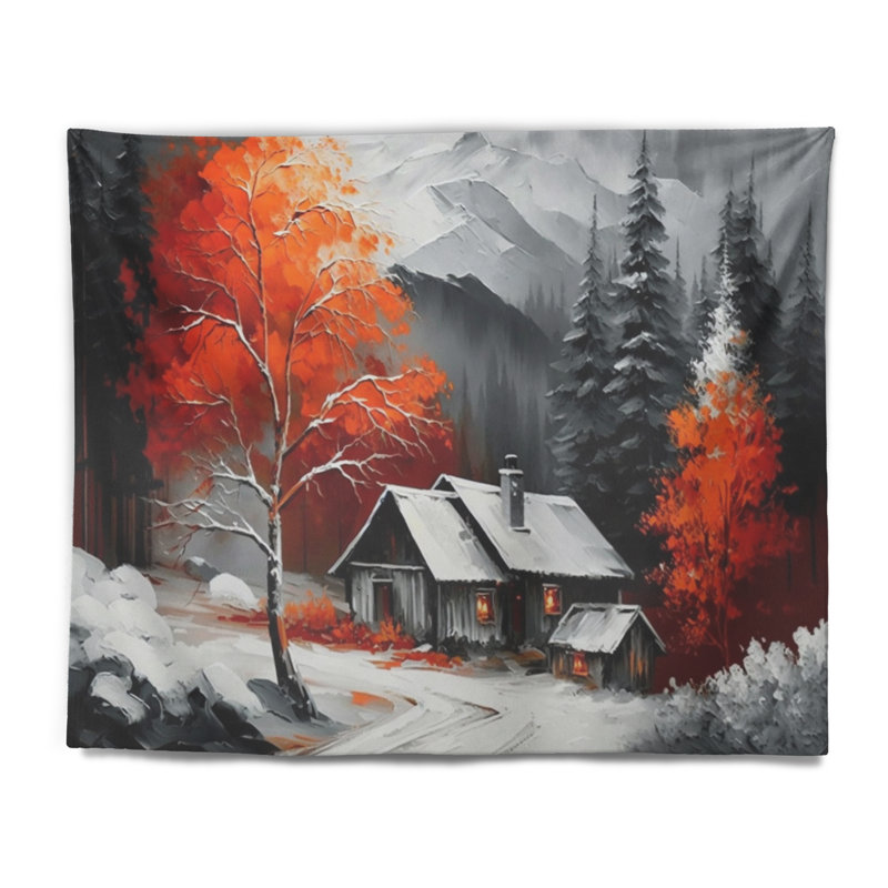 Tapisserie en polyester monochrome en hiver, H 50 po x l 60 po
