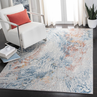Tapis ivoire / bleu foncé Tulum